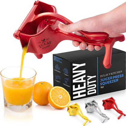 Zulay Manual Fruit Juicer- Heavy Duty Juice Press Squeezer with Detachable Lever & Removable Strainer - Fruit Press & Hand Juicer For Pomegranates, Lemons, Oranges, and More (Yellow)