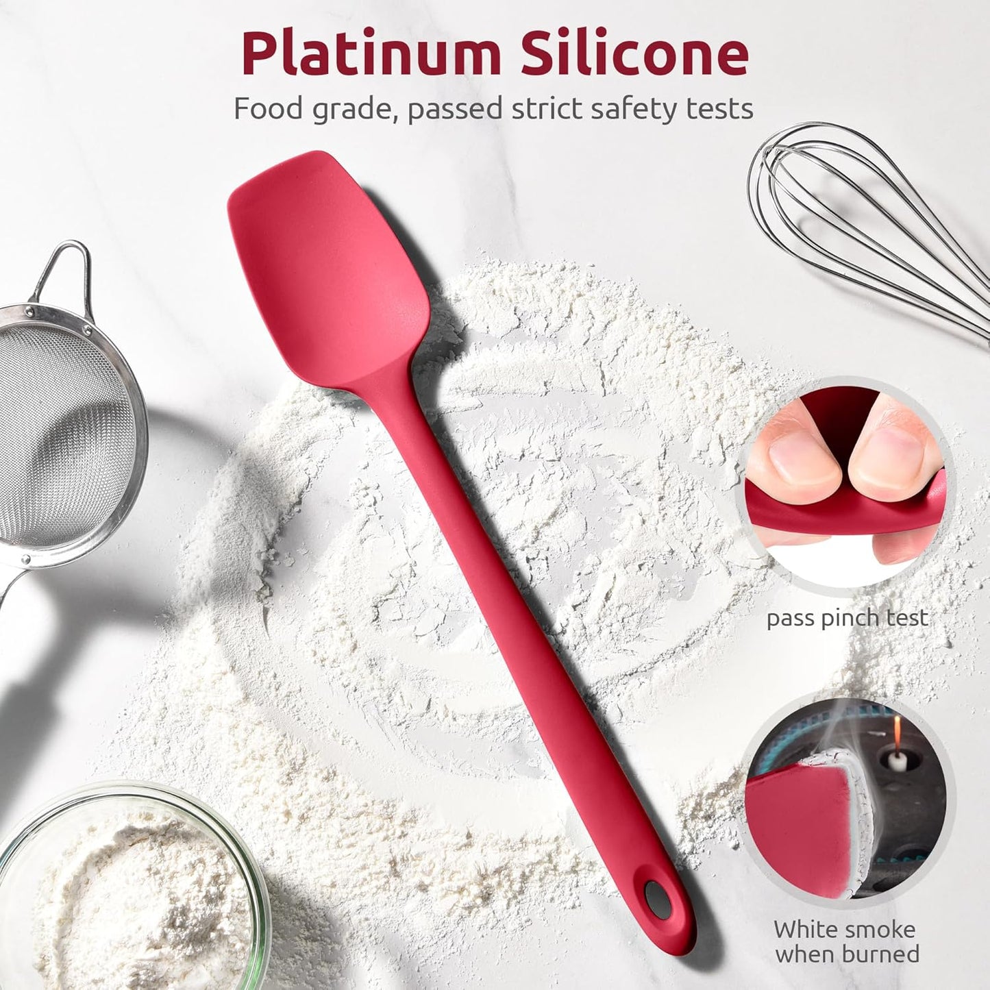 Heat Resistant Silicone Large Spatula: U-Taste 600ºF High Heat Flexible 11.38in Silicon Mixing Stirring Cooking Scraping Baking Bowl Scraper Seamless Spreader for Kitchen Nonstick Cookware (Aqua Sky)