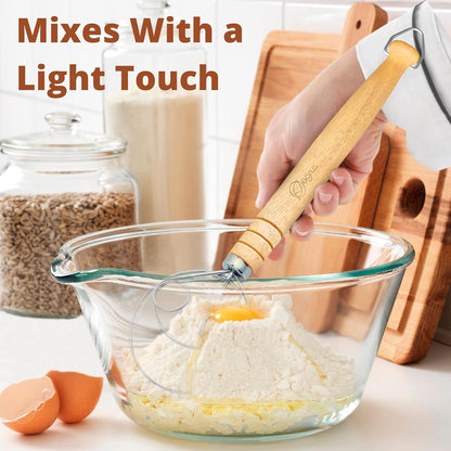 Danish Dough Whisk and Bread Lame Set for Bakers - Pastry and Bread Making Tools - Flour Whisk with Wooden Handle 13.5 inch