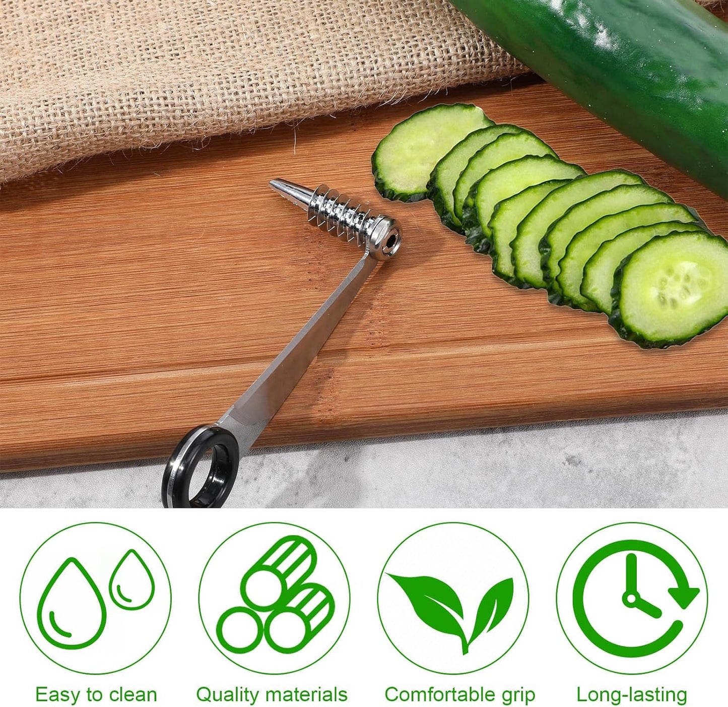 Potato Spiral Cutter Stainless Steel Vegetable Spiralizer Spiral Cutter for Veggies Cucumbers Carrots Potatoes Fruits - Compact and Easy to Use Kitchen Tools