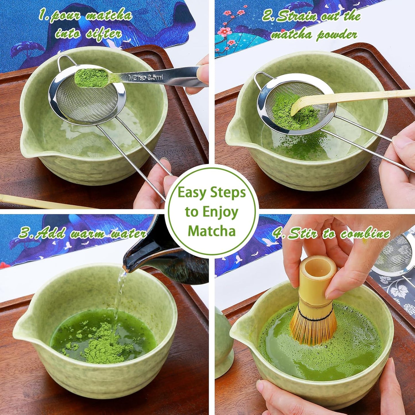 Maredash Matcha Whisk Set,Matcha Whisk,Matcha Set,Bamboo Whisk,Matcha Kit,Chasen Matcha Stirrer,Made from 100% Natural Bamboo,Durable and perfect for making matcha tea