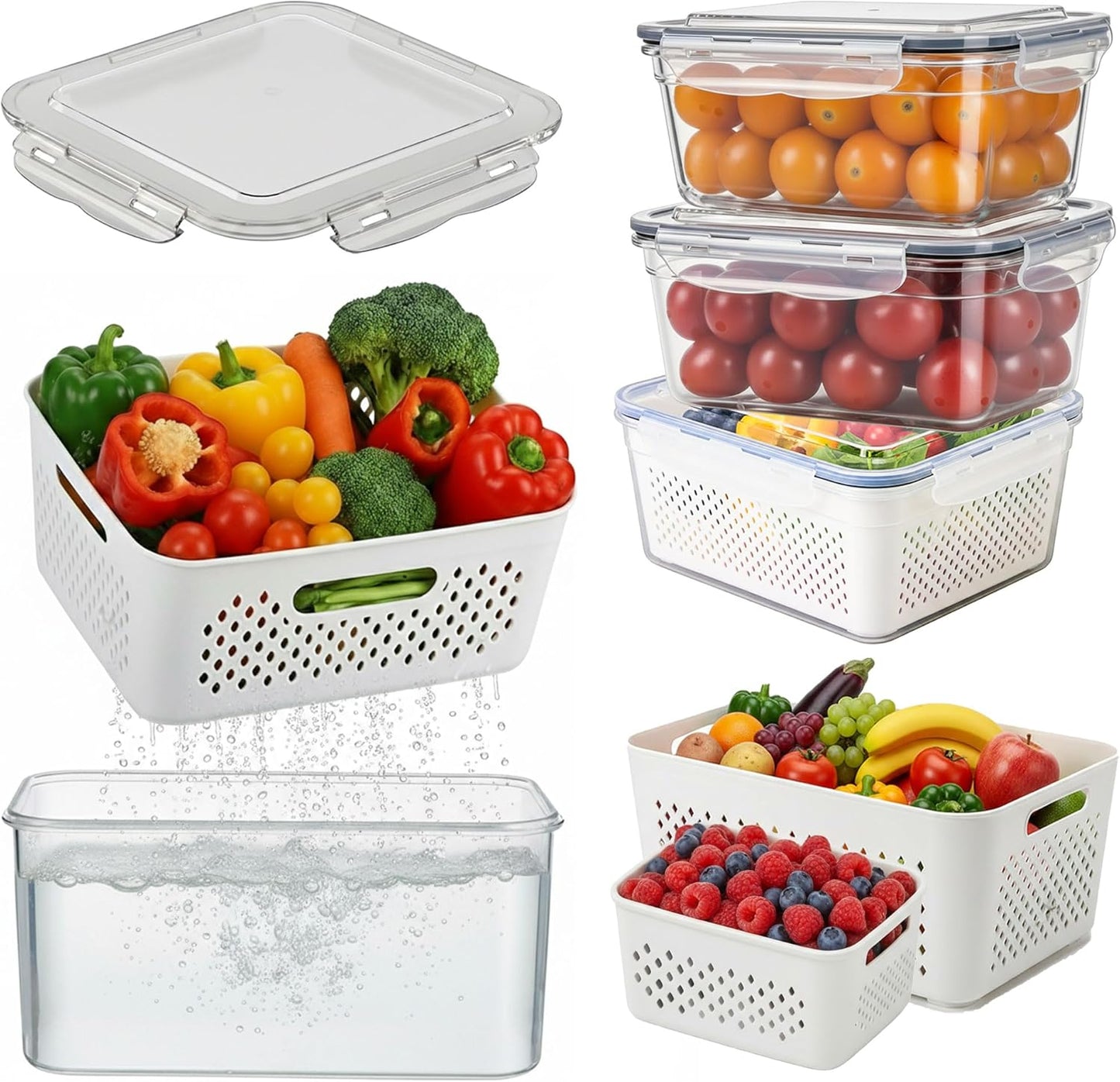 RockBerry 50 Pcs Large Food Storage Containers with Lids Airtight-85 OZ to small Containers-Total 526OZ Stackable Kitchen Set -BPA Free Leak proof containers- Freezer Microwave safe