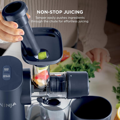 Ninja NeverClog Cold Press Juicer | Powerful Electric Slow Masticating Juicer with Pulp Control | XL Capacity | 24 oz. Juice Jug & 36 oz. Pulp Container | Dishwasher Safe | Charcoal | 150W | JC151