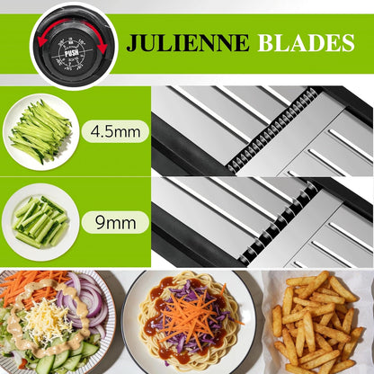 MASTERTOP Mandoline Slicer, 5 in 1 Mandoline Food Slicer for Kitchen,Stainless Steel Mini Vegetable Slicer with Safety Glove & Cleaning Brush,Adjustable Vegetable Chopper for Potatoes