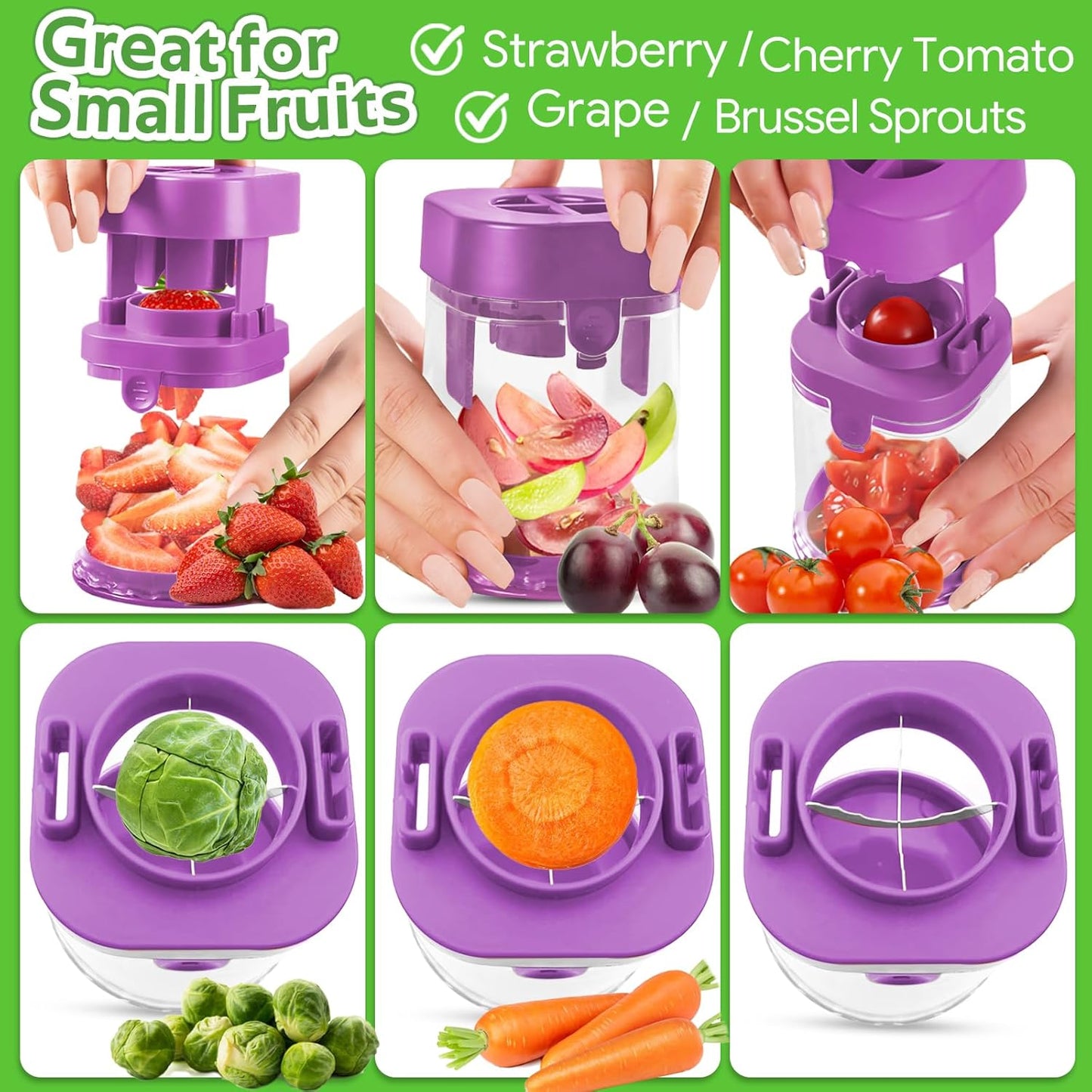 Small Fruit Cutter, Creative Strawberry & Grape Slicer, Quickly Making Fruit Vegetable Salad (Black)