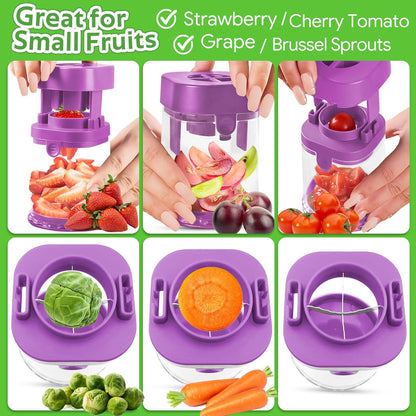 Small Fruit Cutter, Creative Strawberry & Grape Slicer, Quickly Making Fruit Vegetable Salad (Black)