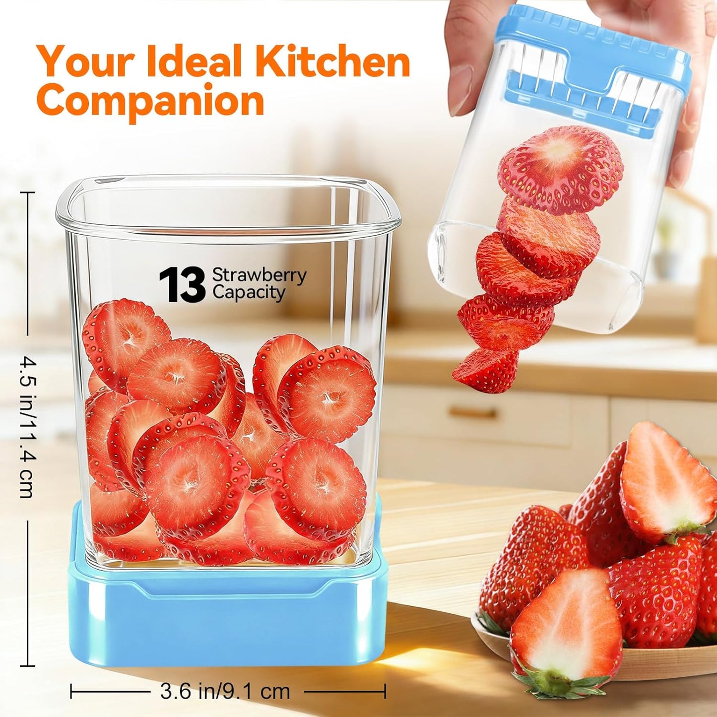 Fruit Slicer Cup for Strawberry, Banana, Hard-Boiled Egg - Detachable Cutter with Push Plate - 304 Stainless Steel Blade - Rapid & Safe Slicing Kitchen Gadget for Quick Meal Prep (Black)