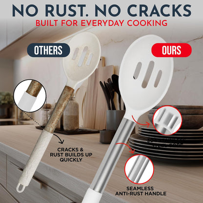 Silicone Kitchen Utensils Set 34 Pieces 450 °F Heat Resistant - Grey Cooking Utensils-Set for Nonstick Cookware - Silicone Spatulas Set, Stainless Steel Handle & Other Kitchen accessories