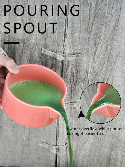 Artcome 4 Pcs Complete Matcha Ceremony Kit - Japanese Bowl With Pouring Spout, Whisk, Holder, Scoop - Tea Set for Making Usucha, Koicha and Latte (Green)
