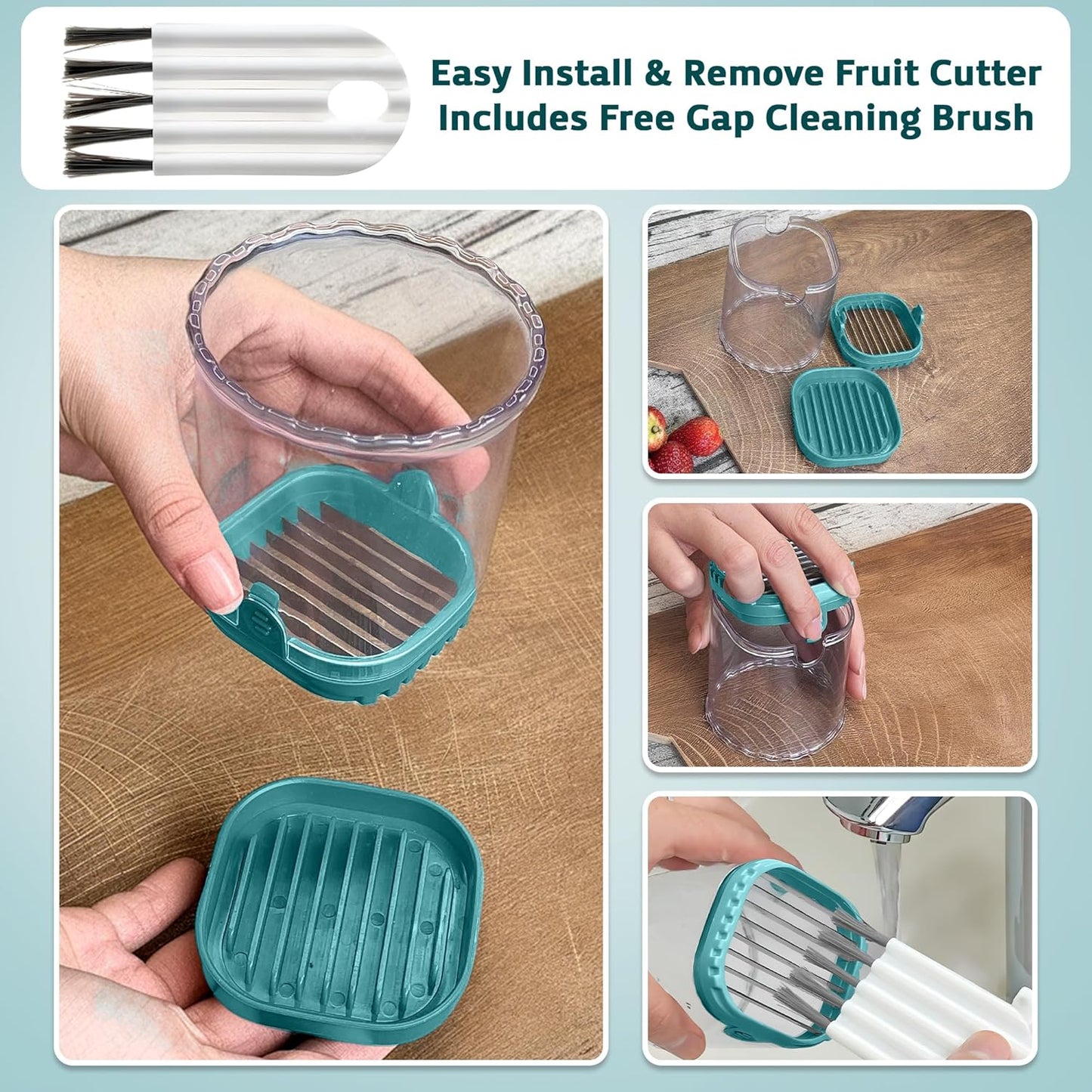 Strawberry Slicer Cup with Push Plate, Fruit Cutter Kitchen Gadget for Egg, Kiwi, Banana, Cucumber, Easy Fruit & Vegetable Slicer, Strawberry Cutter Tool for Quick Safe Cutting (Black)