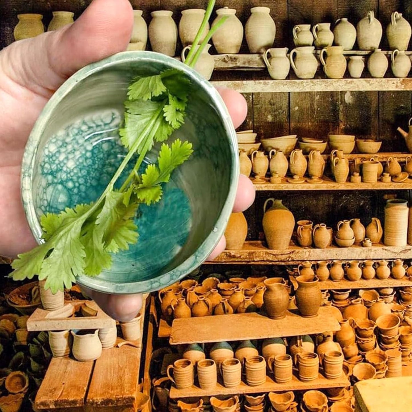 Pottery Herb Stripper Bowl, Handmade Pottery Herb Stripper Ceramic Herb Stripper Quick Stem Removal Ceramic Bowl 2025 New Ceramic Kitchen Herb Stripping Tool