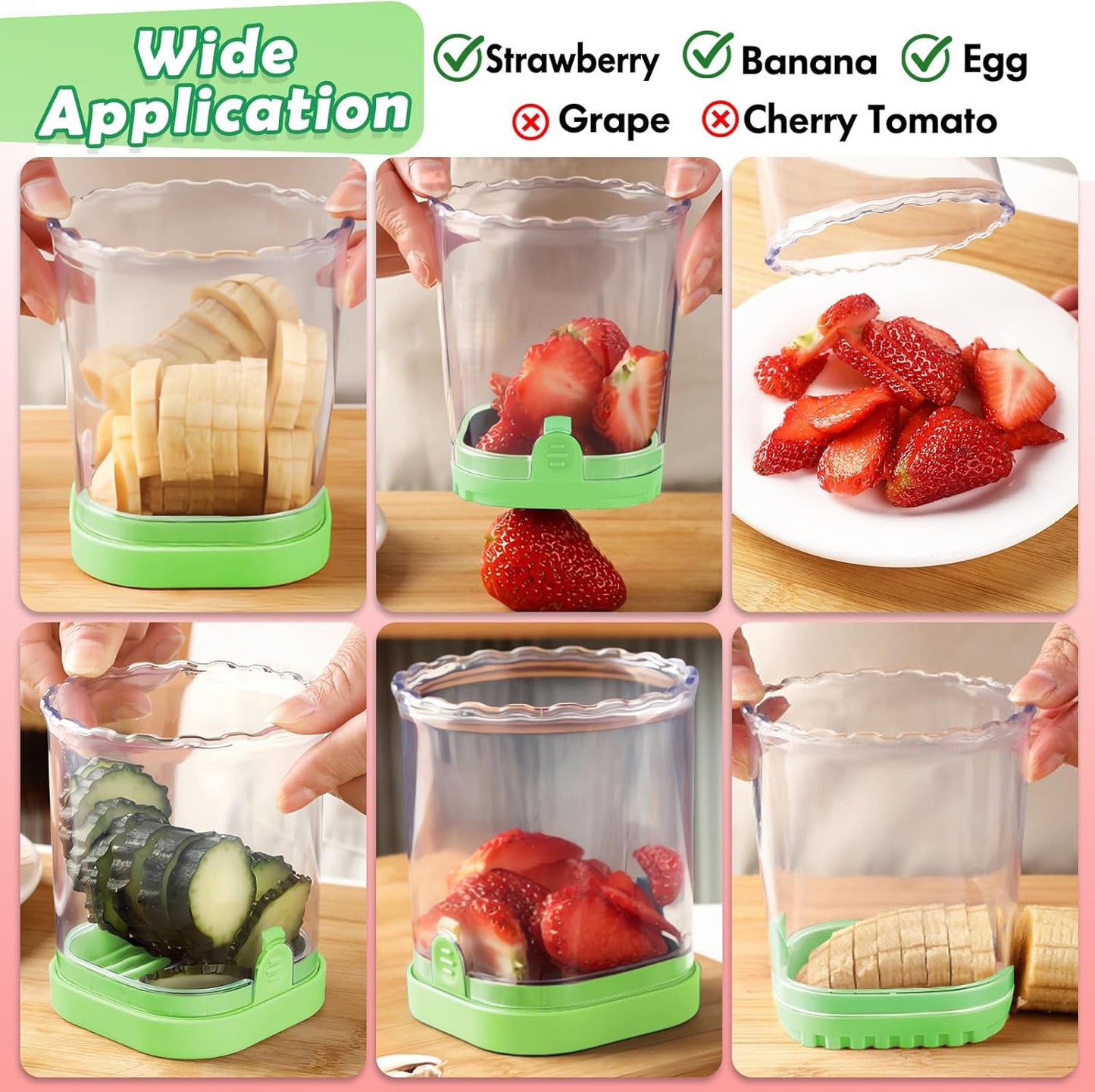 Creative Strawberry & Fruit Slicer - Detachable Cutter with Push Plate (Black)