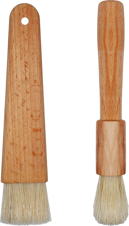 EIKS 2 Sets Natural Bristles with Wooden Handle Pastry Brushes for Basting Spreading Butter Oil Barbecue Baking Kitchen Cooking