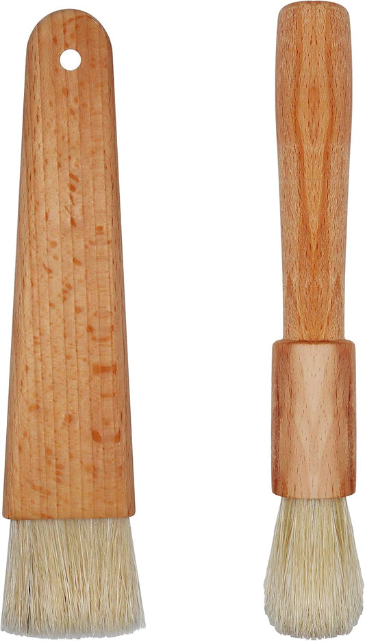 EIKS 2 Sets Natural Bristles with Wooden Handle Pastry Brushes for Basting Spreading Butter Oil Barbecue Baking Kitchen Cooking