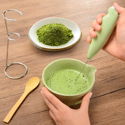 Matcha Whisk Set Ceramic Bowl Kit with Spout, Bamboo Chasen and Holder, Scoop Rest,Sifter Tea Towel Ceremonial Cute Matcha Tea Making Tool,Gift Perfect for Latte Lovers | Beginners,7pcs
