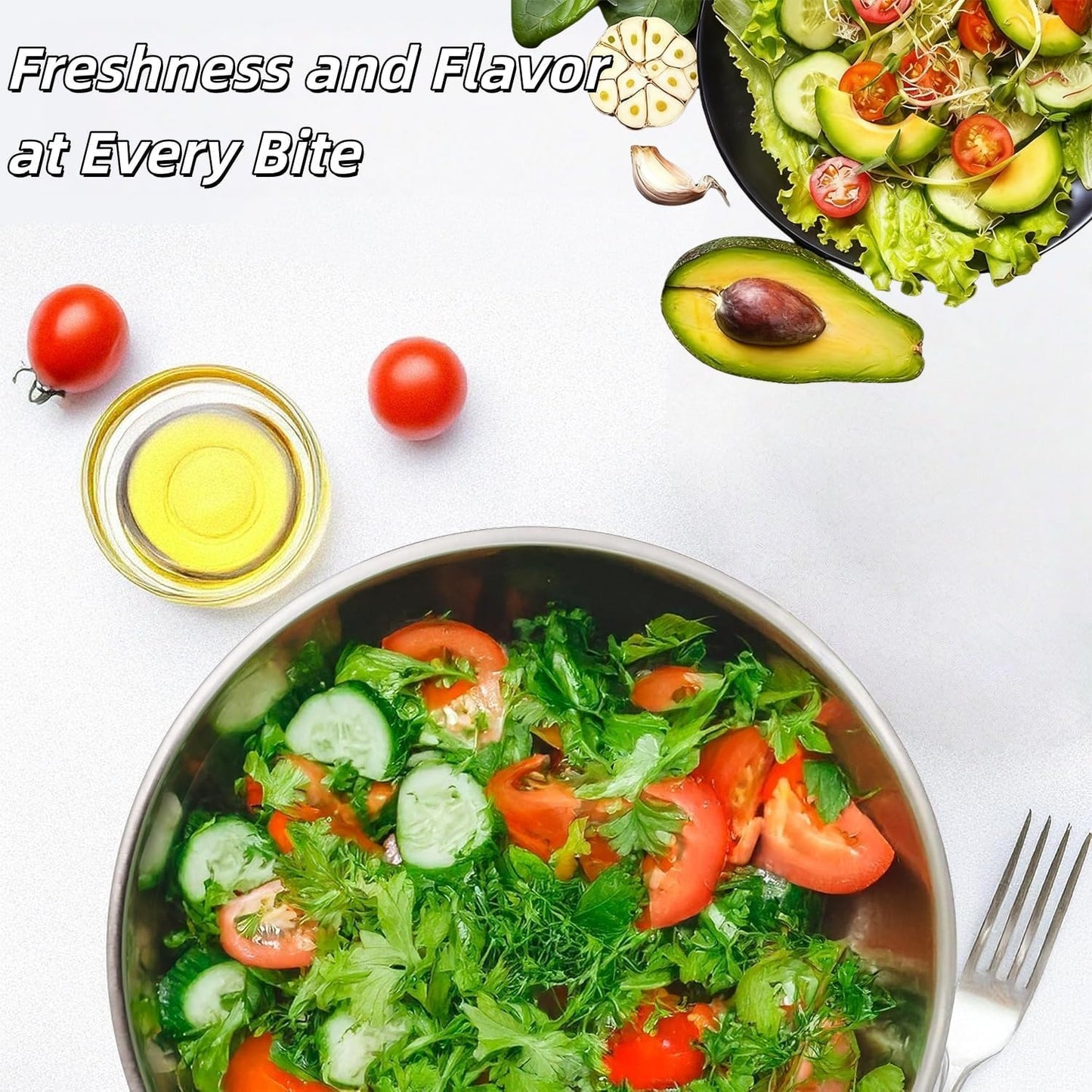 Stainless Steel Salad Spinner, Salad Spinners Large, Lettuce Spinner, with Drainage Basket Drainage Outlet, Used for Cleaning and Drying Vegetables Food and Fruits Quick Spin Vegetable Fruit Spinner