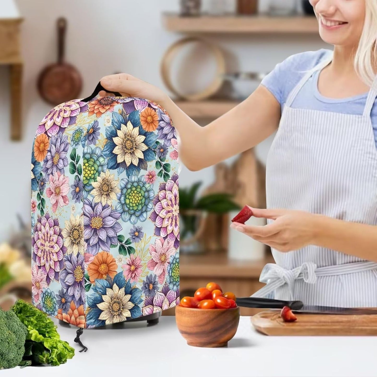Coffee Pastry Blender Dust Cover with Drawstring Field Stand Mixer or Coffee Maker Cover Anti Fingerprint Polyester Appliance for Home Kitchen Decor