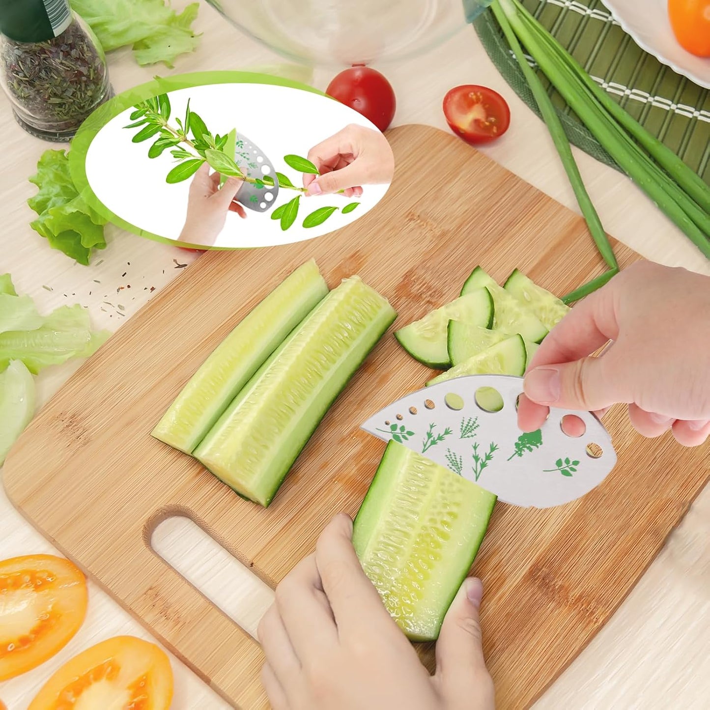 2pcs Herb Stripper Tool - 9 Different Size Holes for Stripping Various Vegetable Leaves, Stainless Steels Herbd Destemmer,Unique Kitchen Gadgets for Home Cooks