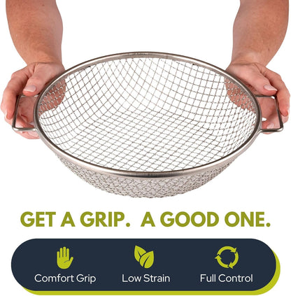 Round Soil Sifter for 5-Gallon Bucket (1/4-inch Mesh), Stainless Steel Garden Sieve with Handles
