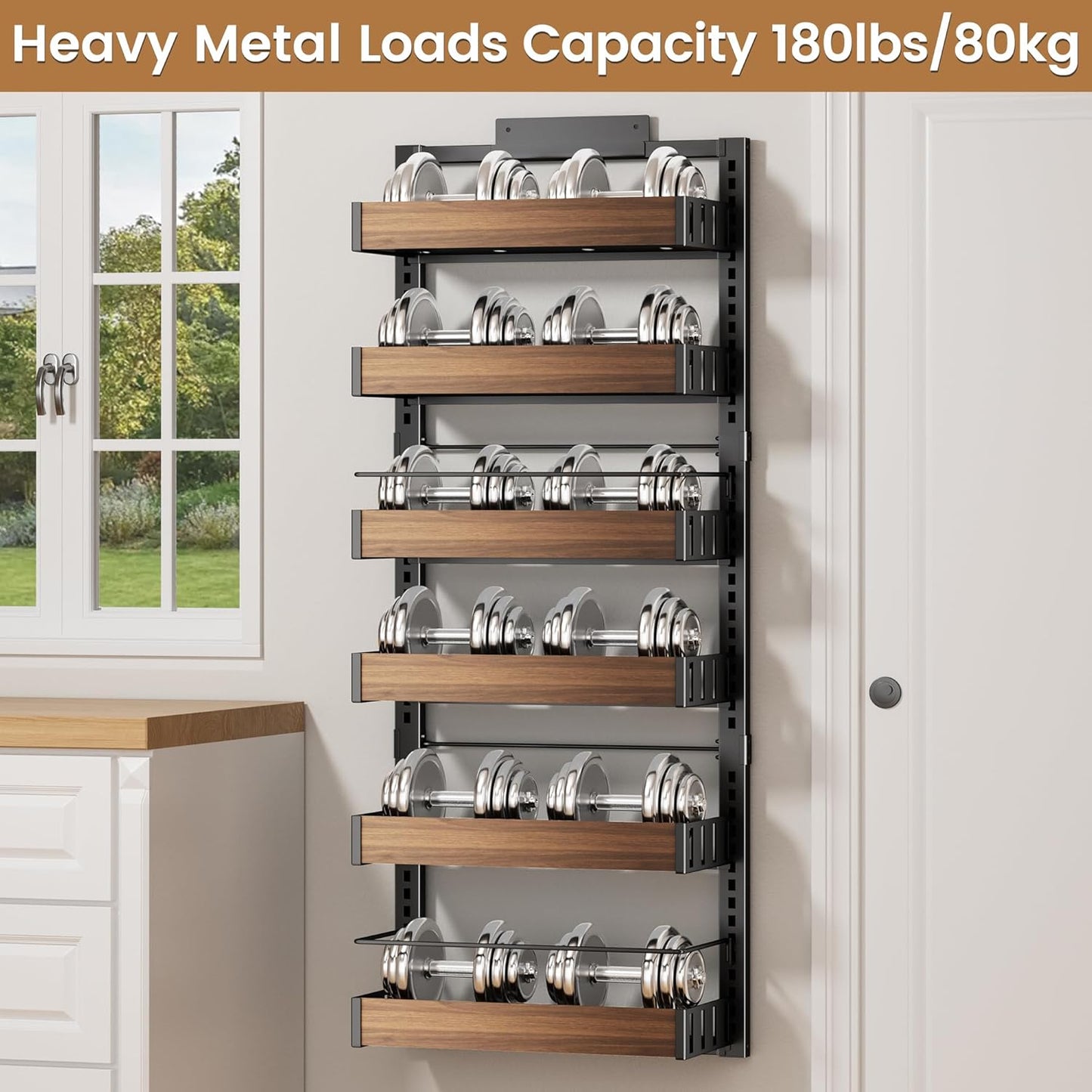 POKIPO 8 Tier Over The Door Pantry Organizer, 2 IN 1 Wall Mount or Hanging Spice Rack Seasoning Shelves with Adjustable Basket, Back of Door Organizer and Storage for Kitchen Cabinet and Room Closet