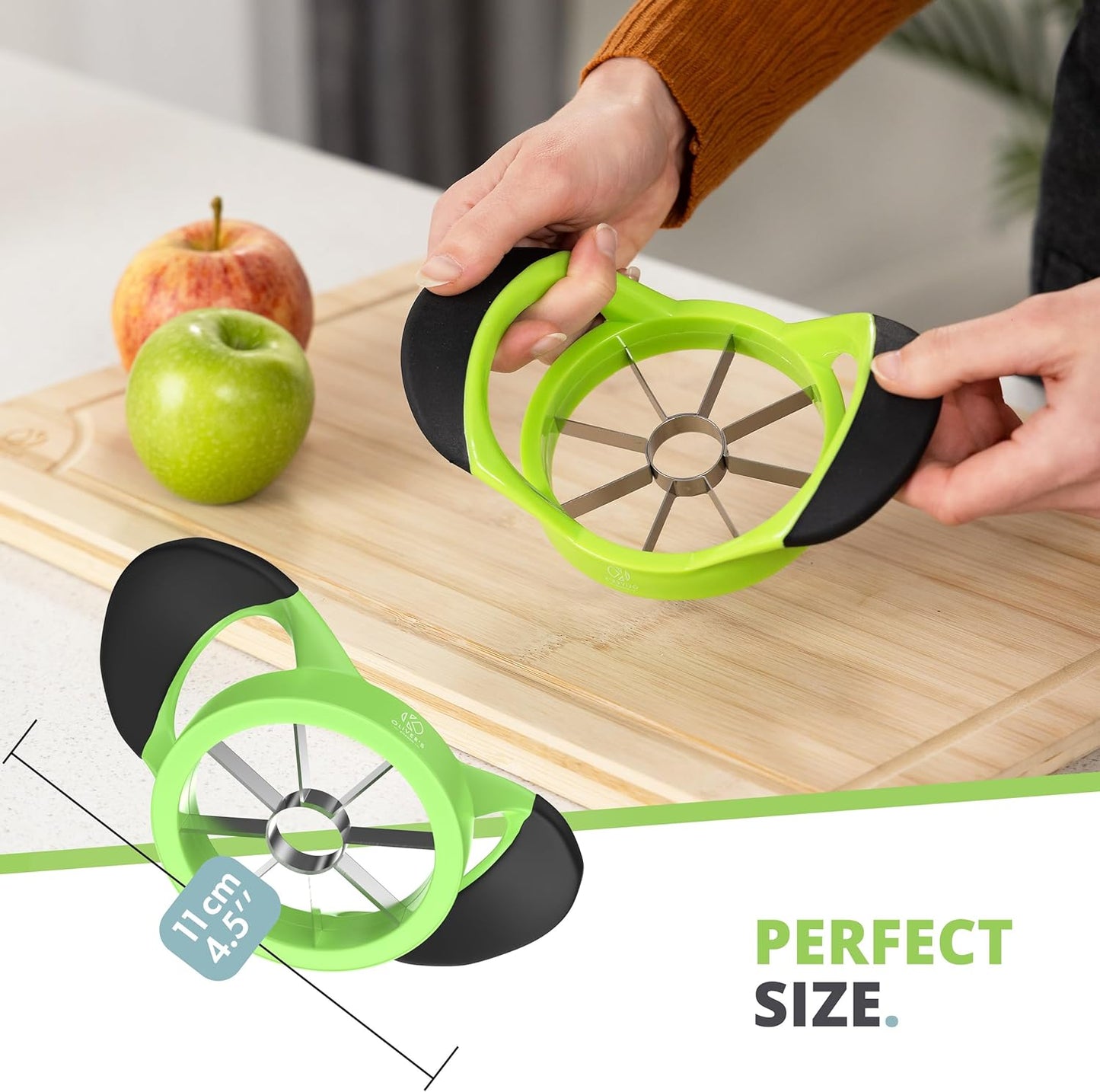 Oliver's Kitchen ® Apple Corer & Slicer - Our Fruit Cutter Is The Easy Way to Get Your 5 a Day - This Time Saving Apple Cutter Effortlessly Slices Fruit - Comfortable Non-Slip Handle - No More Knives!