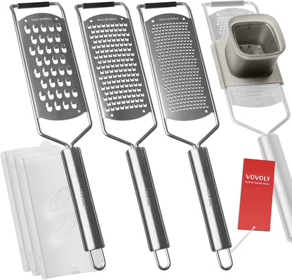 Professional Zester Grater Extra Coarse for Potato, Zucchini, Carrot, Apple, Cabbage and Cheese, Kitchen Grater with Razor-Sharp Stainless Steel Blade (Extra Coarse)