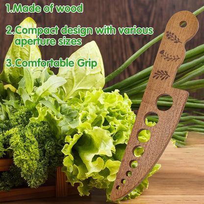 Wooden Vegetable Herb Stripper Tool, Leaf Separator Herb Cutter with 8 Holes, Kitchen Gadgets for Cilantro Parsley Mint, Fun Stripper Tool for Home Cooks Supplies