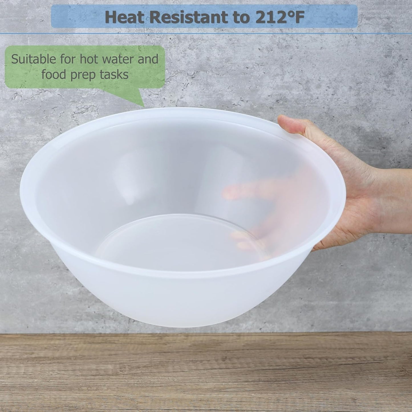 EIKS 4 Pack Plastic Water Basins for Washing & Storage Vegetable Fruit Dishes Tableware, Work in Home Kitchen Bath Sink, Each Size Dia. 12.0" x H4.4 (4 Quart)
