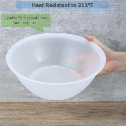 EIKS 4 Pack Plastic Water Basins for Washing & Storage Vegetable Fruit Dishes Tableware, Work in Home Kitchen Bath Sink, Each Size Dia. 12.0" x H4.4 (4 Quart)