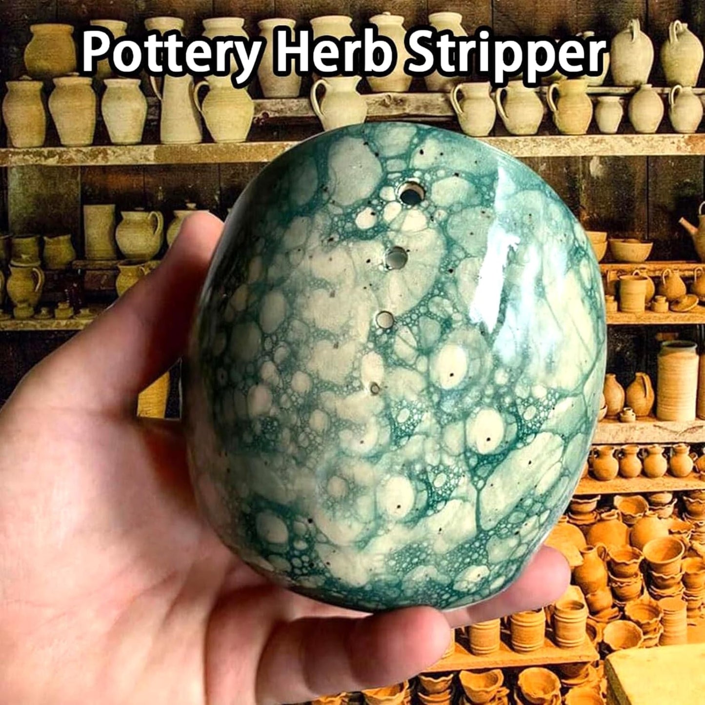 Pottery Herb Stripper Bowl, Handmade Pottery Herb Stripper Ceramic Herb Stripper Quick Stem Removal Ceramic Bowl 2025 New Ceramic Kitchen Herb Stripping Tool