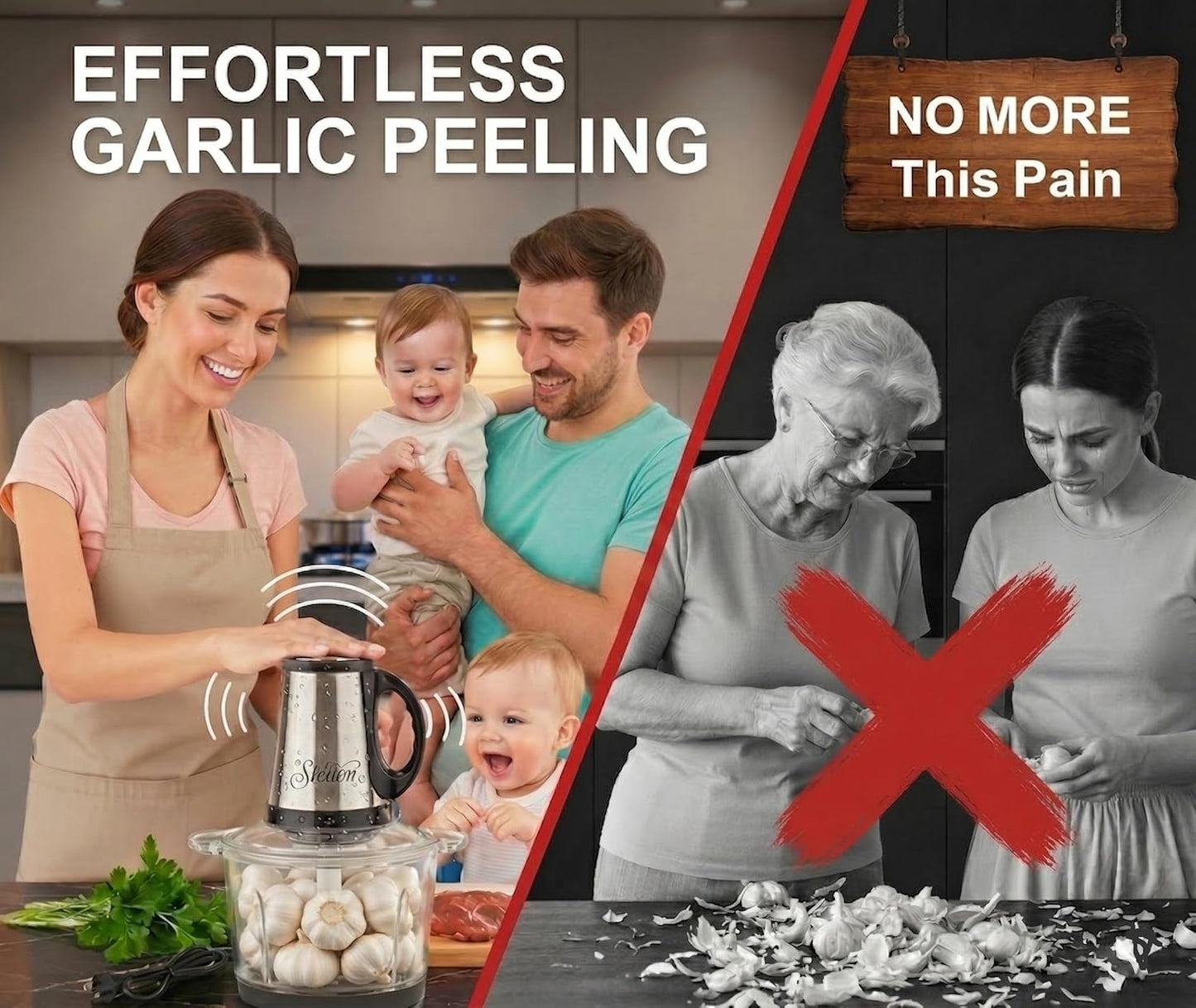 Electric Garlic Peeler & Chopper 300W – Automatic Garlic Peeler Machine with 2L Jar & Dual Blades, Electric Garlic Mincer, Vegetable Chopper & Silicone Garlic Peeler Skin Remover Tool