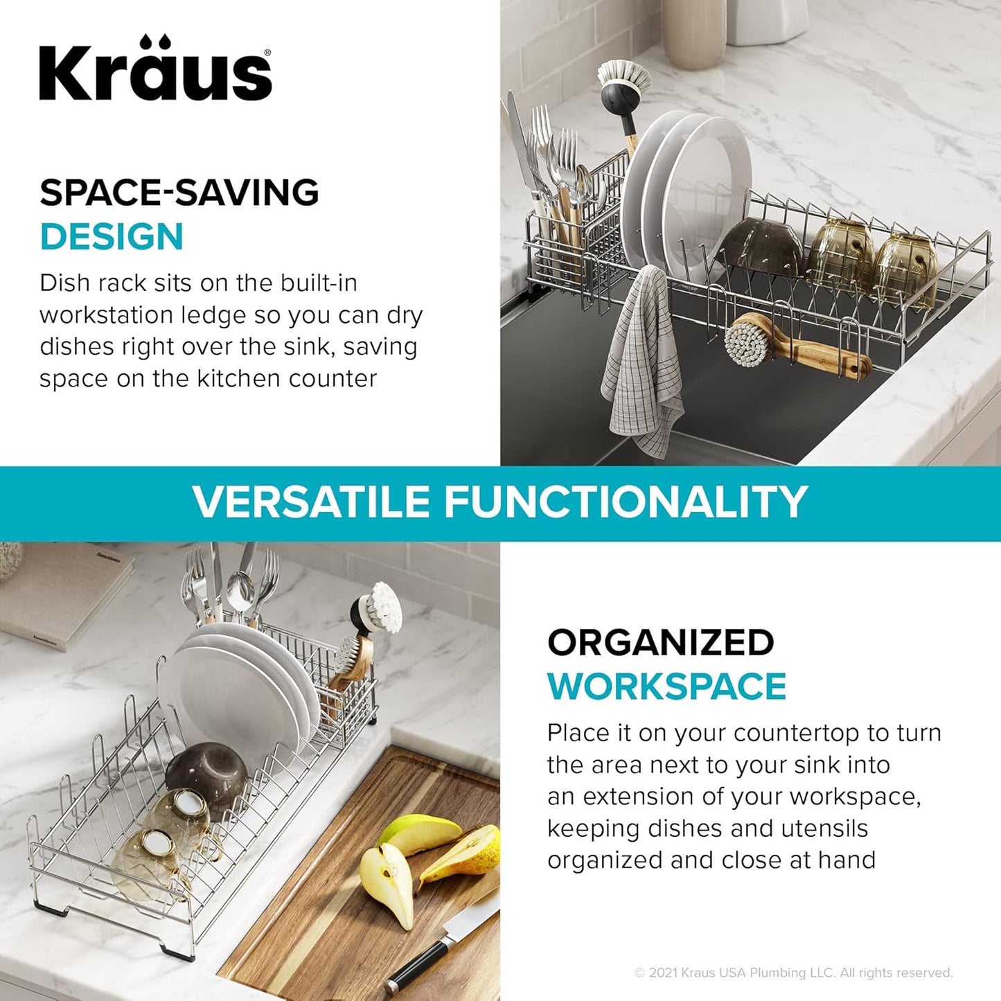 KRAUS Stainless Steel Colander for Workstation Kitchen Sink, CS-6