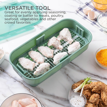 COOK WITH COLOR Collapsible Batter Bowl - Mess Free Breading Shaker Container - Great for Fried Fish, Fried Chicken, Onion Rings, Wings & More, Gray