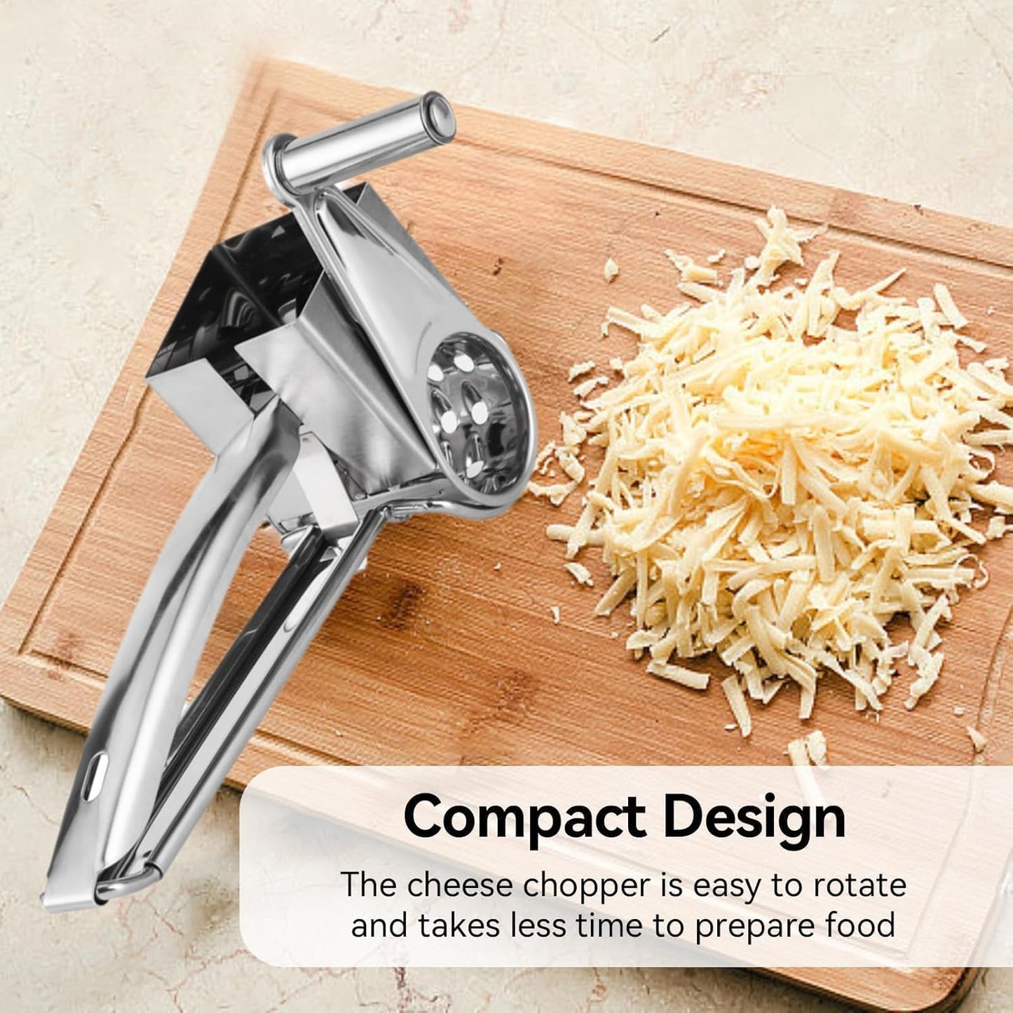 Rotary Cheese Grater, Hand Crank Cheese Grater Stainless Steel Cheese Cutter Slicer Cheese Shredder with 3 Drum Blades Cheese Shredder Handheld for Kitchen