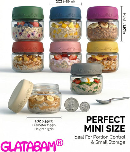 4 OZ Salad Dressing Jar 8 Pack, Airtight Leakproof Bulk Small Glass Sauce Jar with Lids, Reusable for Lunch Box, Bento, Travel & Meal Prep(4 OZ-8Pack)