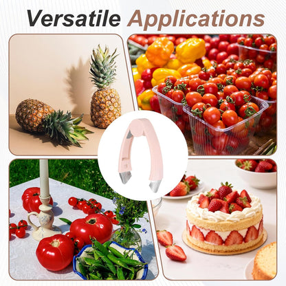 uxcell Strawberry Stem Remover Tool, Pineapple Eye Peeler with Non-Slip Handle for Fruit, Vegetable Tomato and Potato, Gray