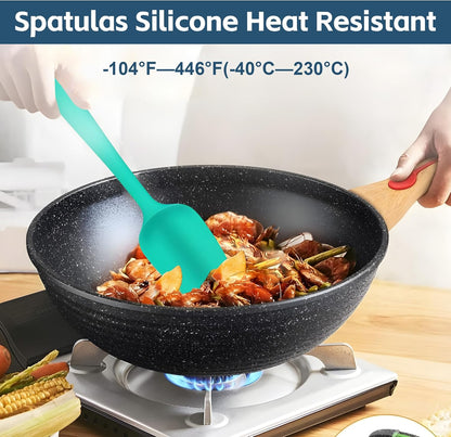 5-Piece Silicone Spatula Set - Heat Resistant 446°F Food Grade BPA Free, Nonstick Cookware Safe Dishwasher Safe Kitchen Tools for Baking, Cooking, Stirring, Multicolor.