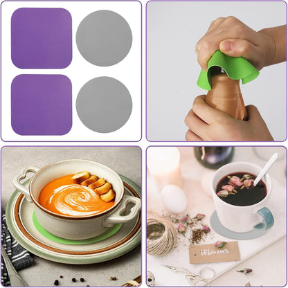 LUTER 4pcs Jar Opener, Rubber, Multi-function Silicone Bottle Opener for Seniors with Weak Hands Lid Cap Gripper Pads Kitchen Coasters Gadgets(Light Blue, Green)