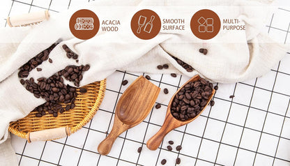 Wooden Coffee Scoop, 6.3 Inch Large Ground Coffee Scoop, Acacia Wood Wooden Scoop Coffee Spoons for Jars Canisters, Bath Salts, Tea, Sugar, Laundry Detergent