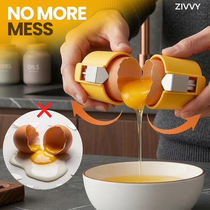 Egg Cracker & Egg Peeler Tool for Hard Boiled Eggs - Egg Shell Opener for Clean Boiled Egg Peeling - Egg Opener & Kitchen Gadget for No Mess Breakfast & Meal Prep (Yellow)