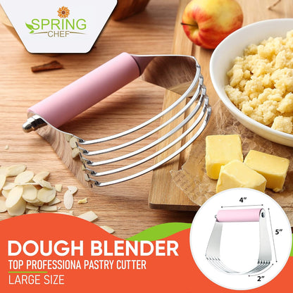 Spring Chef Dough Blender, Top Professional Pastry Cutter with Heavy Duty Stainless Steel Blades, Medium Size, Black
