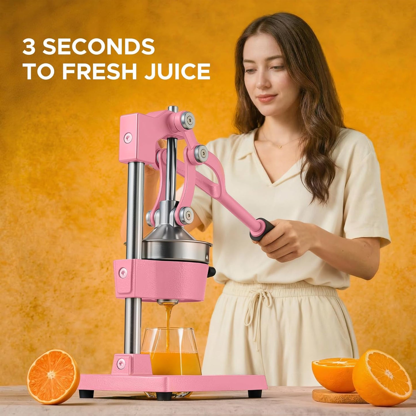 CO-Z Manual Citrus Juicer, Commercial Grade Cast Iron Orange Juicer, Professional Heavy Duty Juice Press with Removable Strainer, Manual Juice Extractor for Orange Lemon Pomegranate Citrus, Black