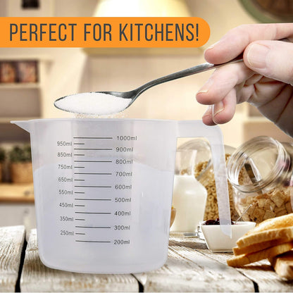 U.S. Kitchen Supply Plastic Measuring Cups with Handles - 8 oz (250 ml) Liquid Measuring Cup Set of 6 - Clear Microwave Safe Kitchen Cups - Measure in mL or Ounces, Measurement Cup for Cooking