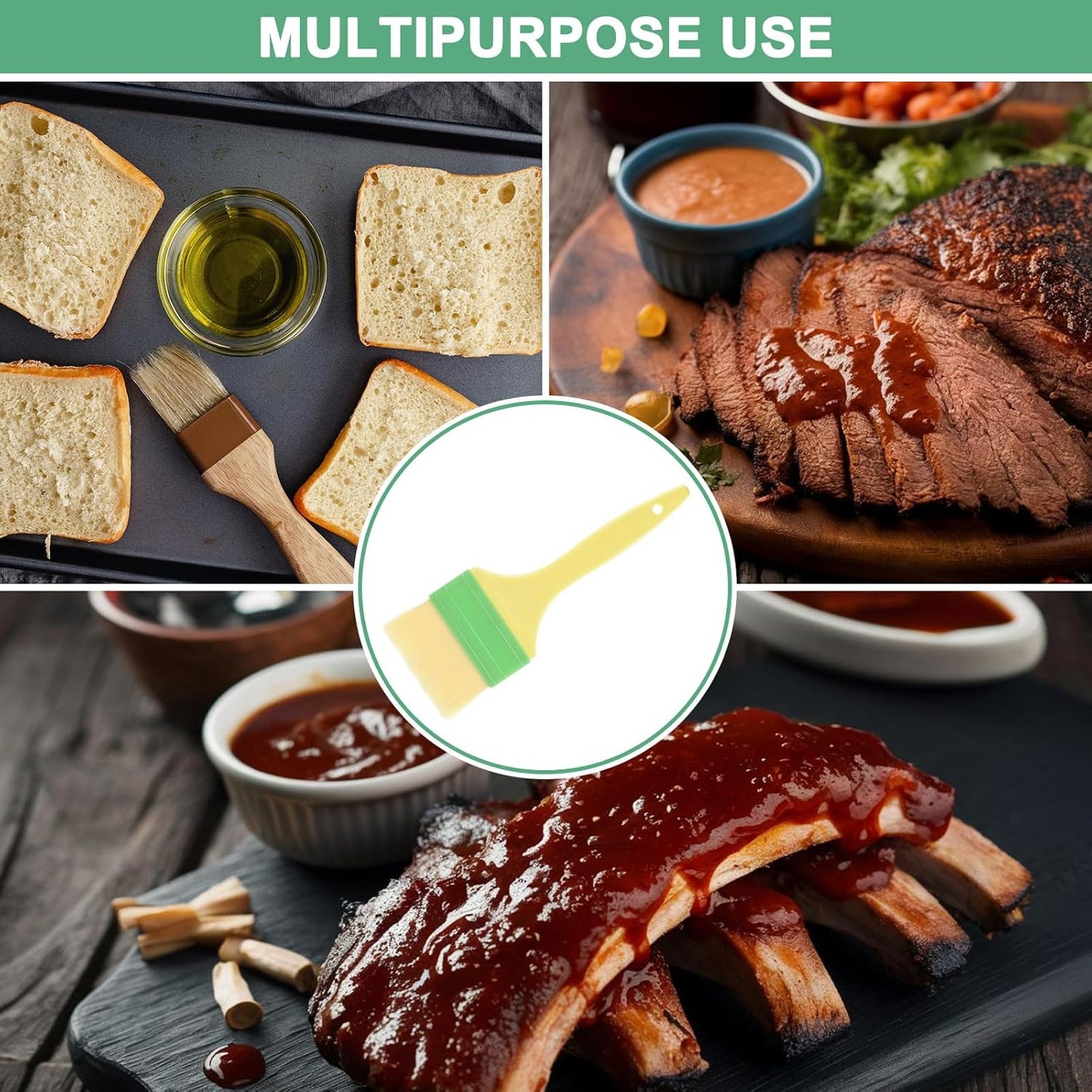 M METERXITY 1-Set Pastry Brush, Soft Basting Baking BBQ Oil Brush for Cooking/Barbecue/Kitchen [1.6, 2", 3"]