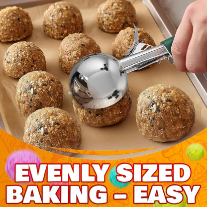 Cookie Scoop Set - Ice Cream Scoop with Trigger - Cookie Scoops for Baking Set of 3#16 (2.7 oz), #20 (2 oz), #30 (1.25 oz), Stainless Steel Versatile Tool, Portion Control for Cookies and Treats Prep