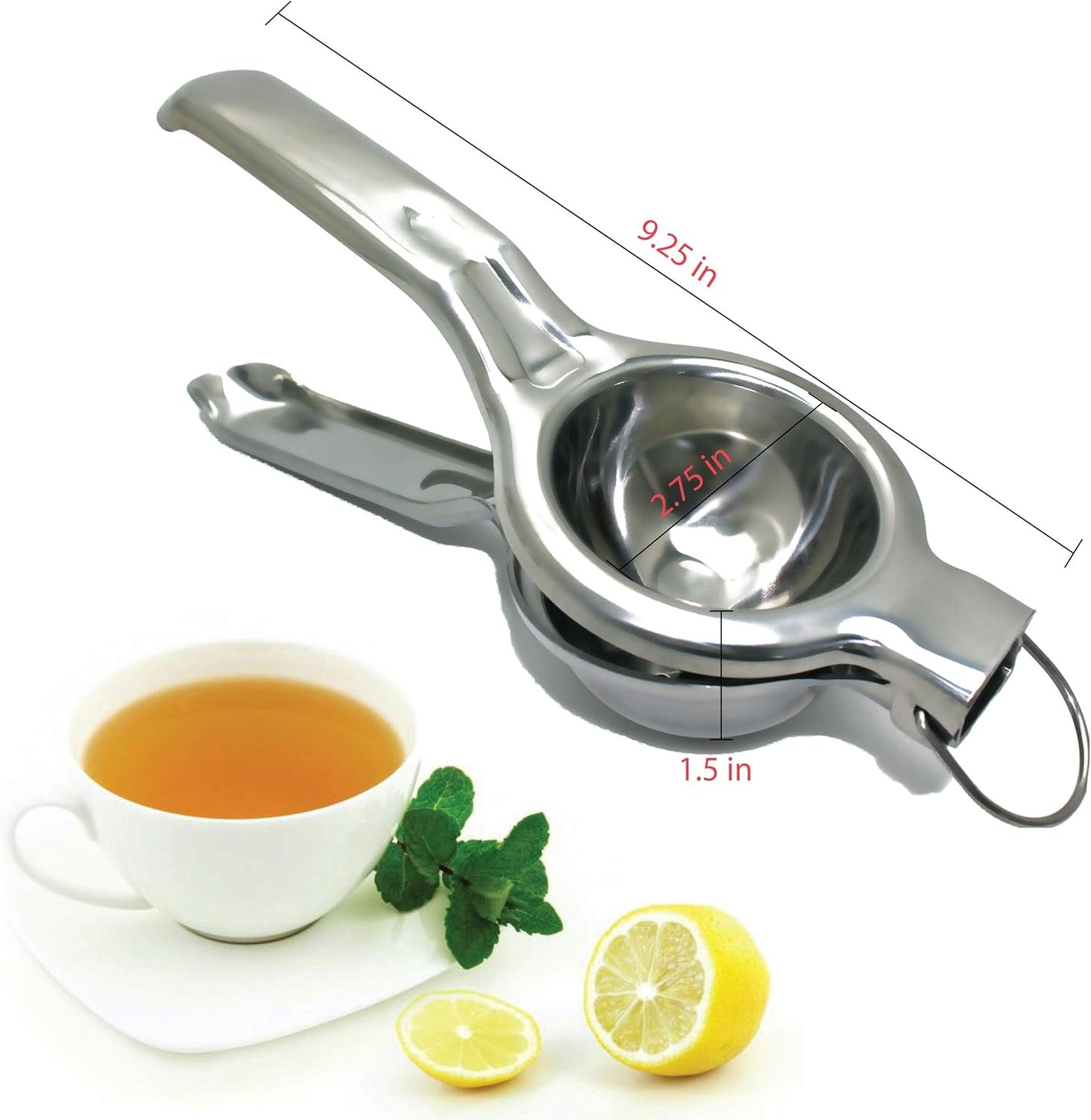 EcoJeannie Premium Quality Lemon Squeezer Stainless Steel w/Food Grade #304 Food Grade, Anti-Corrosive Premium Quality Manual Jumbo Size Squeezer, Manual Citrus Press Juicer, LS0001