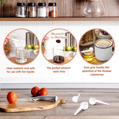 Meanplan 80 Pack Plastic Tablespoon Measuring Spoons Bulk (20 ml | 20 Cc | 1.33 Tablespoon | 4 Tsp) Coffee Scoops Teaspoon Pack for Measuring Coffee Tea Milk Grain Spices Protein Pet Food (White)