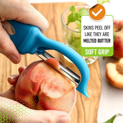 Spring Chef Premium Swivel Vegetable Peeler, Soft Grip Handle and Ultra Sharp Stainless Steel Blades - Perfect Kitchen Peeler For Veggie, Fruit, Potato, Carrot, Apple - Pink Lemonade
