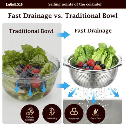 GEDO Stainless Steel 4 Piece Mixing Bowls Set, SUS316 Metal Nesting Bowls, Silver, Kitchen Food Prep Serving Bowls (7.07/8.64/10.21/11.79 in)