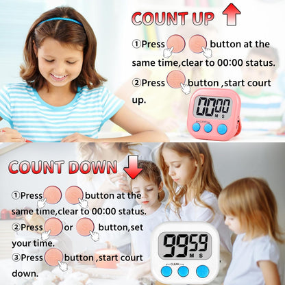 Timer for Kids Teachers Supplies Digital Kitchen Timers for Cooking Large Magnetic Classroom Timer 2Pack-Blue Green